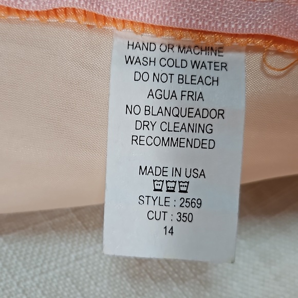 Dress Size 14- Formal Sheer Apricot Color  Embellished Dress - Picture 7 of 8